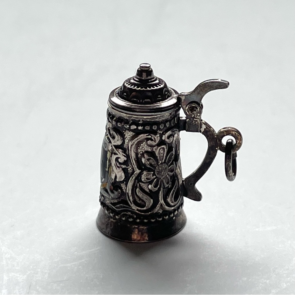 Vintage antique stamped 800 silver Heidelberg souvenir tankard pendant charm - Picture 2 of 8